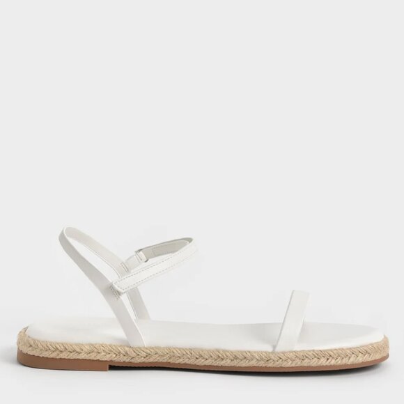 Charles & Keith White Ankle-Strap Flat Espadrille Sandals EU36 - Picture 12 of 13